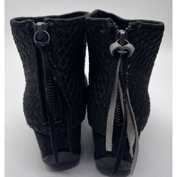Zee Alexis Ankle Boots Women's Size 39 (U.S. Size 8.5) Black Woven Tina Boots - Picture 4 of 8